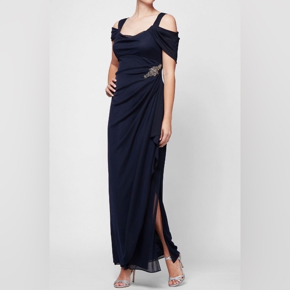 Alex Evenings Navy Maxi Dress